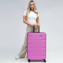 Franky Hartgepäck|4-Rollen Koffer<Munich 4.0 4 Rollen Trolley L 76 cm mit Dehnfalte pink dull