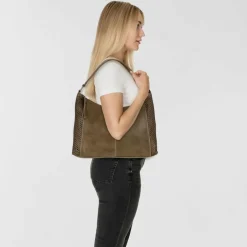 FredsBruder Schultertaschen<My Schultertasche Leder 40 cm olive