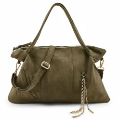 Hot FredsBruder Velvet Wild Schultertasche Leder 59 cm khaki