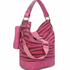 Fritzi aus Preußen Schultertaschen|Henkeltaschen<Izzy07 Olga Canvas Schultertasche 27 cm zebra pink