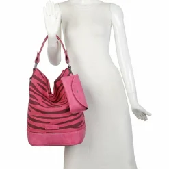 Fritzi aus Preußen Schultertaschen|Henkeltaschen<Izzy07 Olga Canvas Schultertasche 27 cm zebra pink