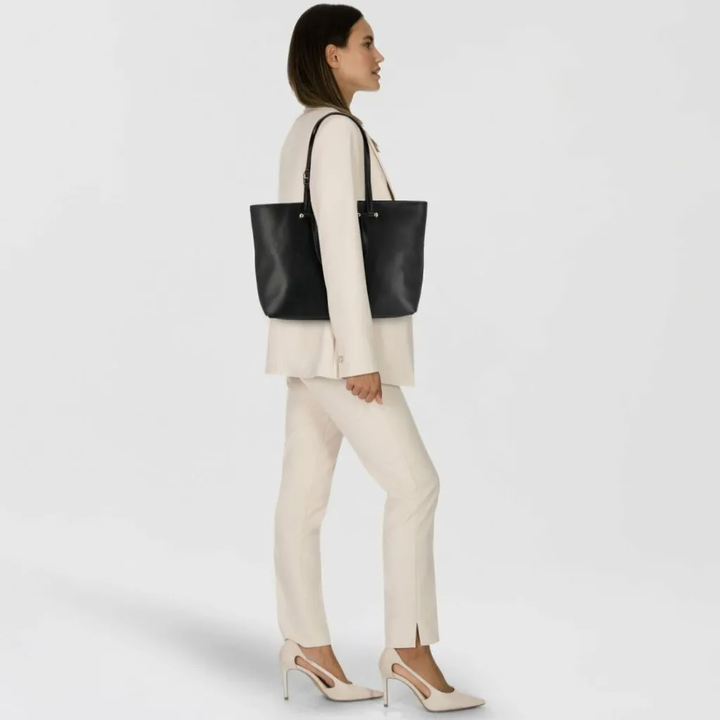 Clearance Furla Duetto Shopper Tasche Leder 39 cm nero