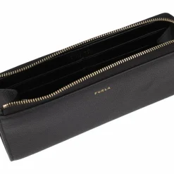 Outlet Furla Goccia Geldbörse Leder 19 cm nero