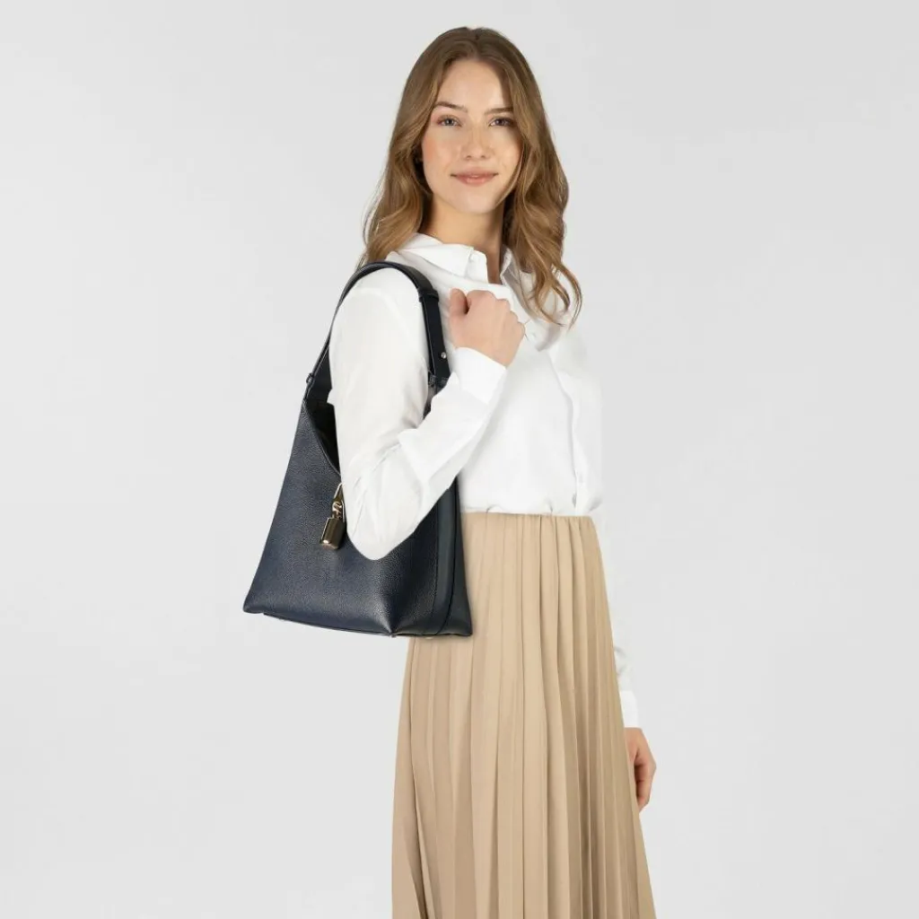 Discount Furla Goccia Schultertasche S Leder 24 cm ink blue