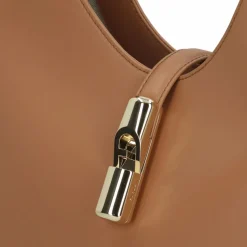 Sale Furla Goccia Schultertasche Leder 30 cm brandy