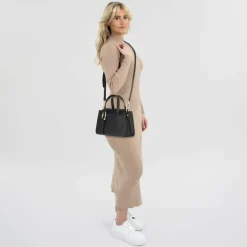 Sale Furla Nuvola Handtasche Leder 22 cm nero