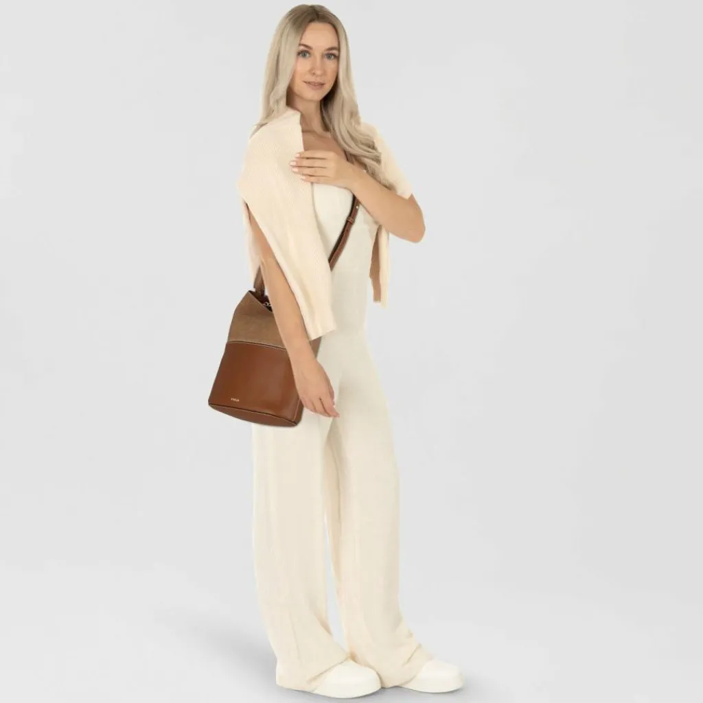 Furla Beuteltaschen|Henkeltaschen<Sfera Beuteltasche S Leder 23 cm cognac h-deserto