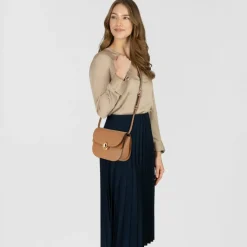 New Furla Sfera Umhängetasche Leder 21 cm brandy