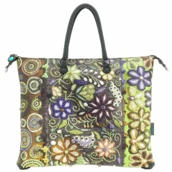 Gabs G3 Schultertasche Leder 44 cm green flower embroidery
