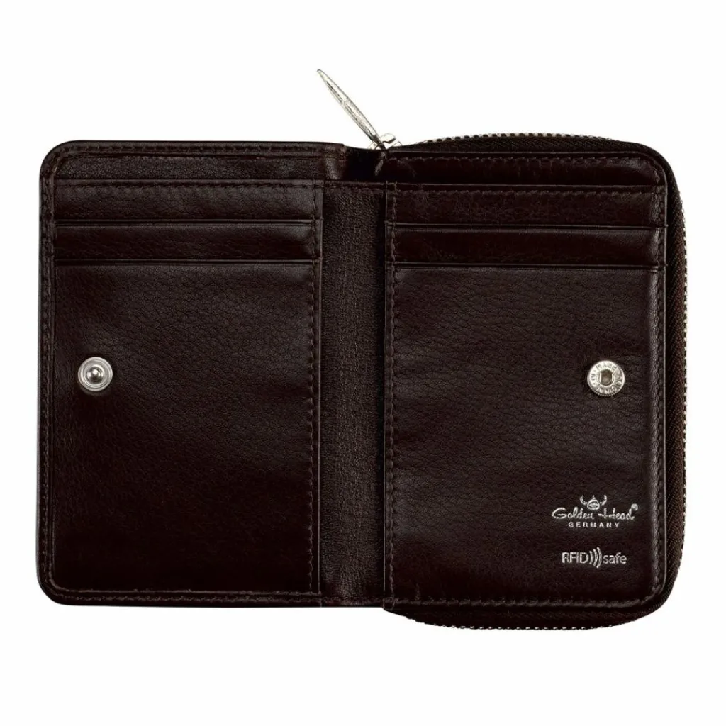 Golden Head Capri Geldbörse RFID Schutz Leder 8 cm dunkelbraun