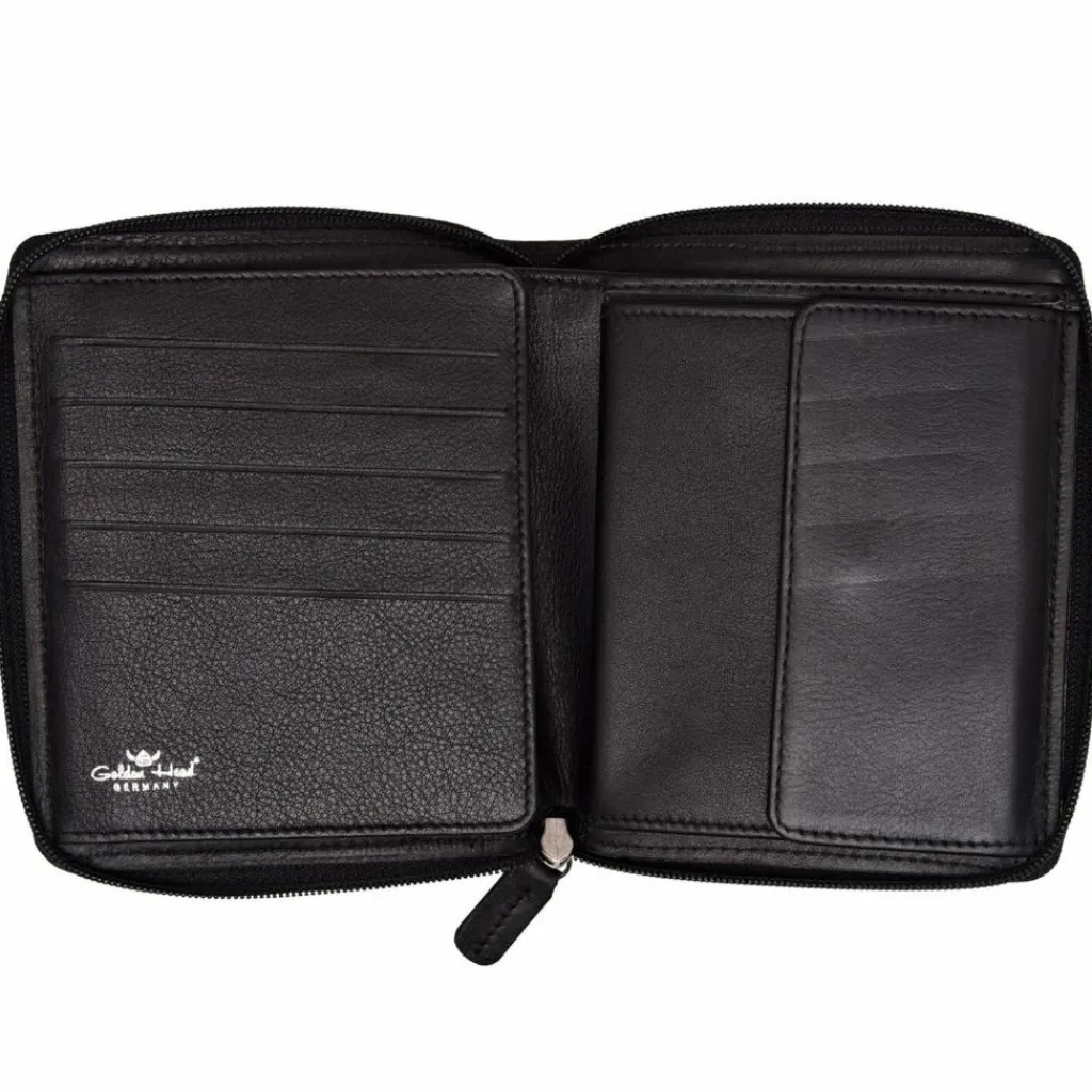 Golden Head Damengeldbörsen Hochformat<Polo Geldbörse RFID Leder 10,5 cm schwarz