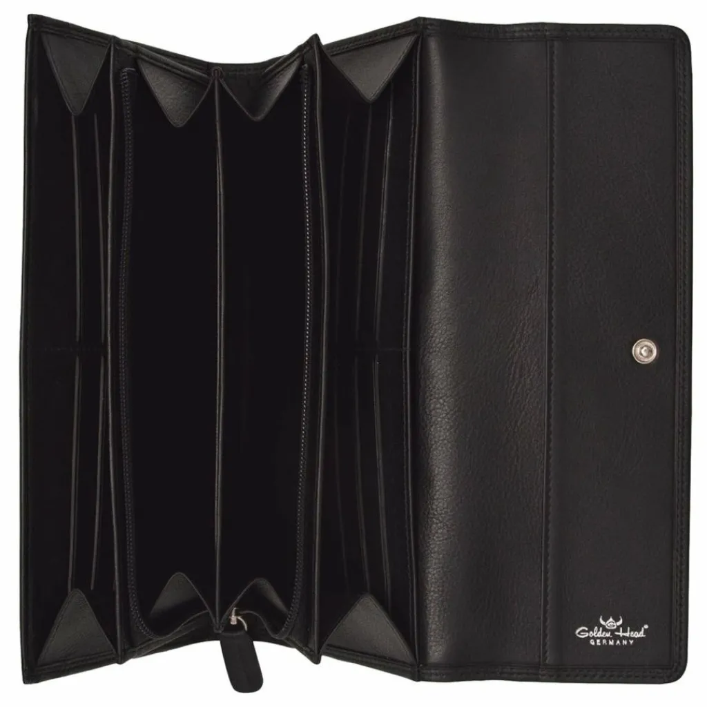 Golden Head Damengeldbörsen Querformat<Polo Geldbörse RFID Leder 19,5 cm schwarz