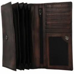 Greenburry Destressed Geldbörse RFID Schutz Leder 18.5 cm teak brown