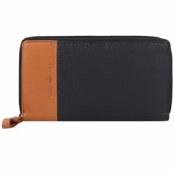Greenburry Damengeldbörsen Querformat<Nappa Geldbörse RFID Schutz Leder 19.5 cm navy blue-tan
