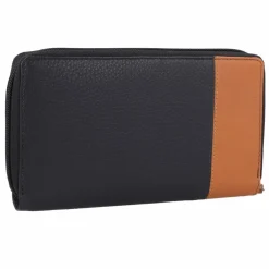 Greenburry Damengeldbörsen Querformat<Nappa Geldbörse RFID Schutz Leder 19.5 cm navy blue-tan