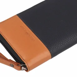 Greenburry Damengeldbörsen Querformat<Nappa Geldbörse RFID Schutz Leder 19.5 cm navy blue-tan