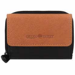 Greenburry Damengeldbörsen Querformat<Nappa Geldbörse RFID Schutz Leder 11 cm black-tan