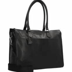 Greenburry Schultertaschen<Pure Schultertasche Leder 40 cm Laptopfach black