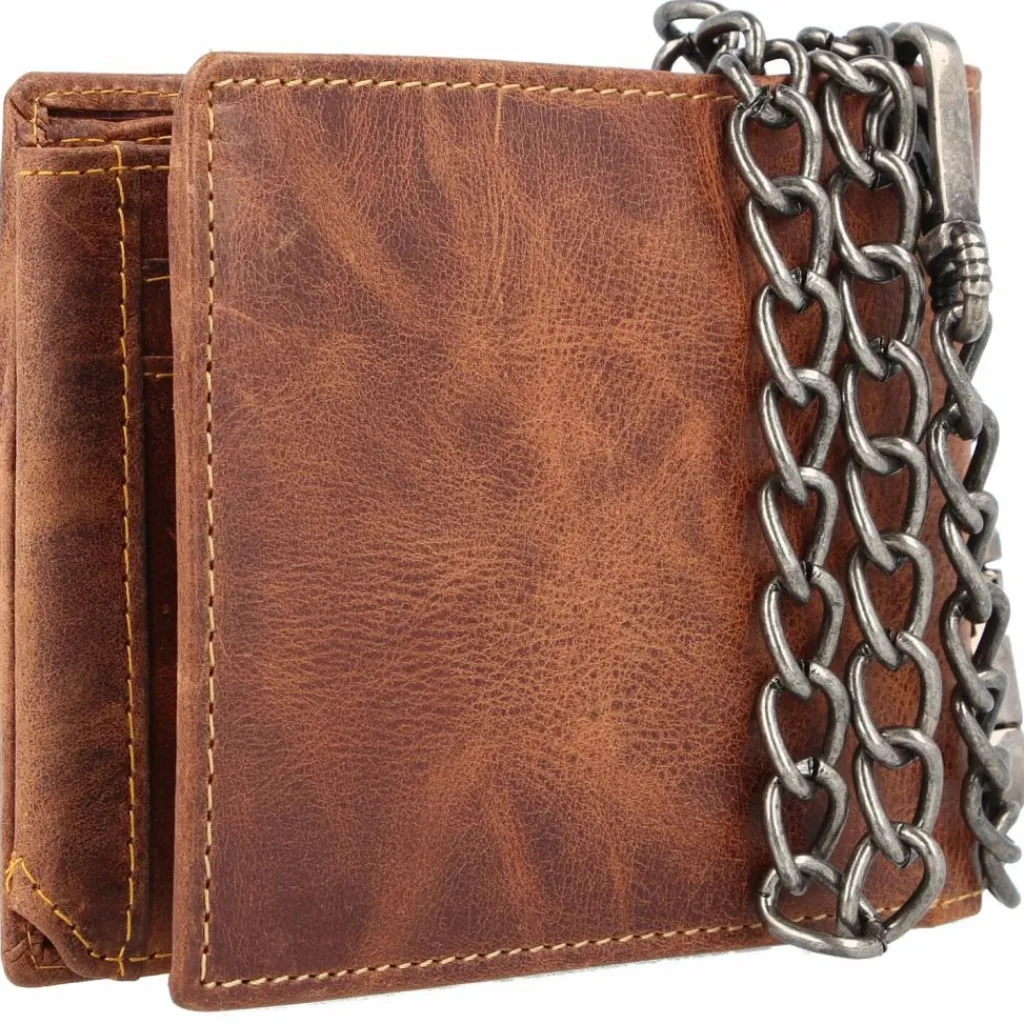 Greenburry Herrengeldbörsen Querformat<Rebel Rider Biker Geldbörse Leder 13 cm brown