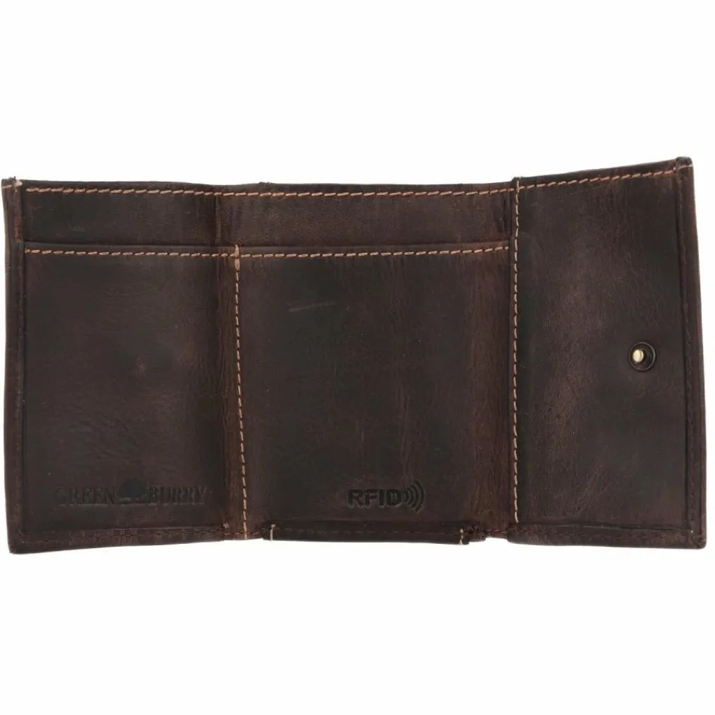 Greenburry Herrengeldbörsen Querformat<Tornado Geldbörse RFID Schutz Leder 9.5 cm teak brown