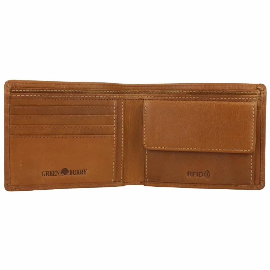Outlet Greenburry Tornado Geldbörse RFID Schutz Leder 12 cm peanut brown