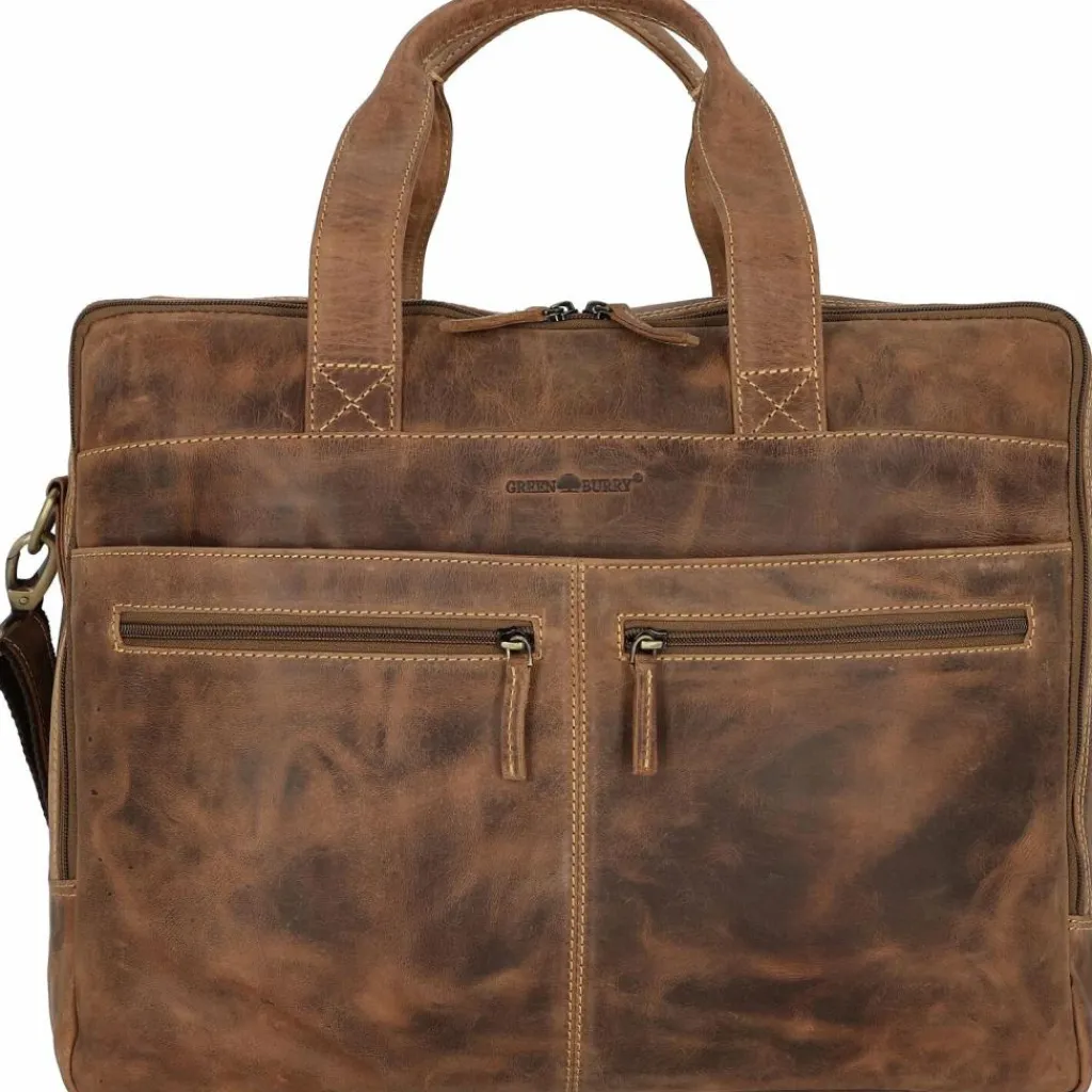 Greenburry Vintage Aktentasche Leder 42 cm Laptopfach