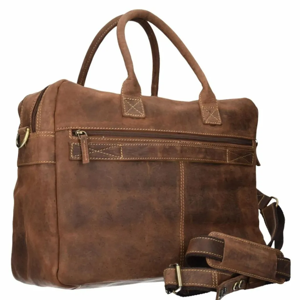 Clearance Greenburry Vintage Aktentasche Leder 40 cm Laptopfach braun