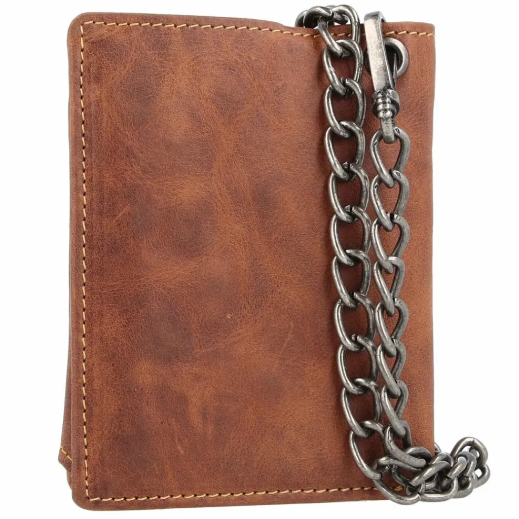 Greenburry Herrengeldbörsen Hochformat<Vintage Cafe-Racer Geldbörse RFID Leder 9,5 cm braun