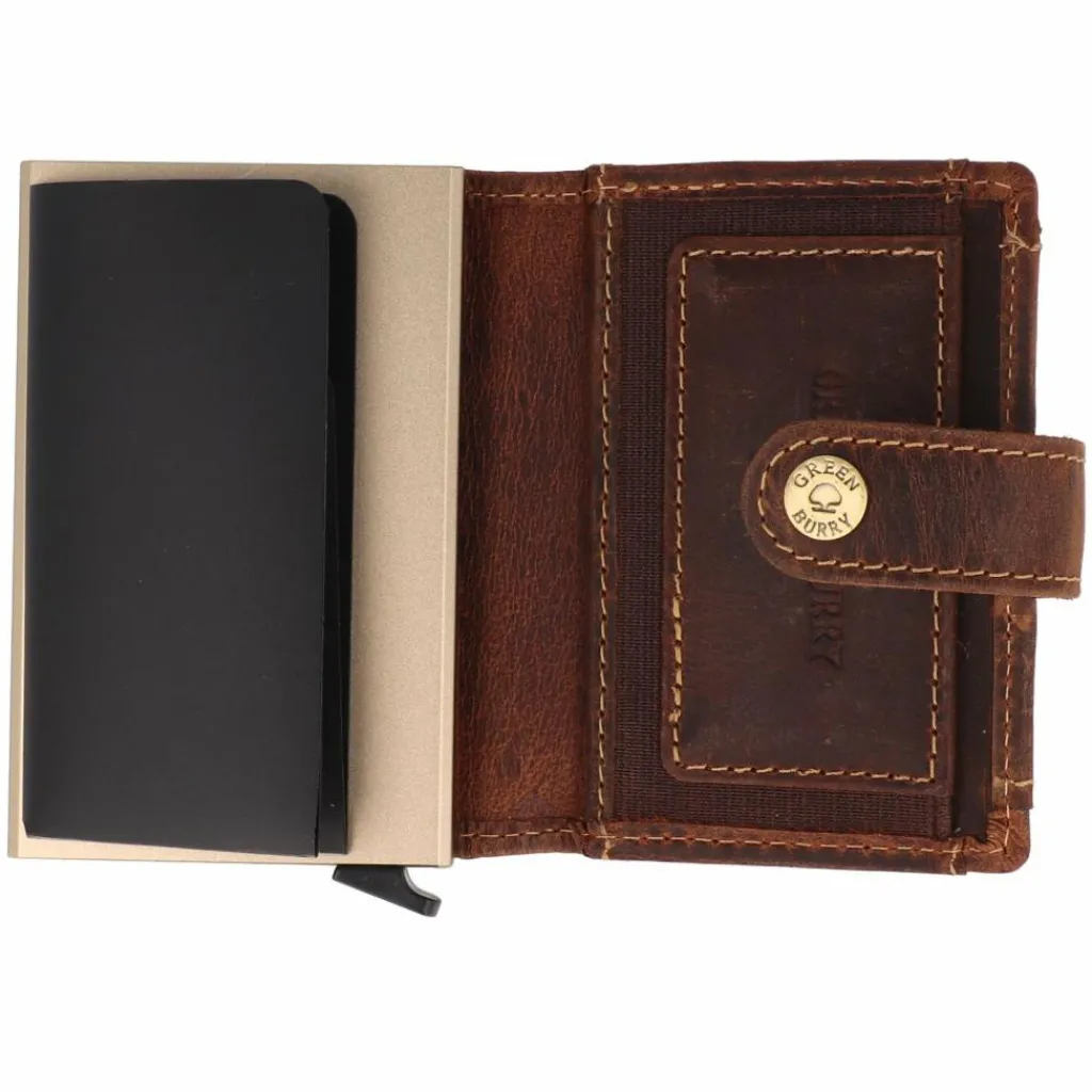 Greenburry Herrengeldbörsen Querformat<Vintage Geldbörse RFID Schutz Leder 7.5 cm brown
