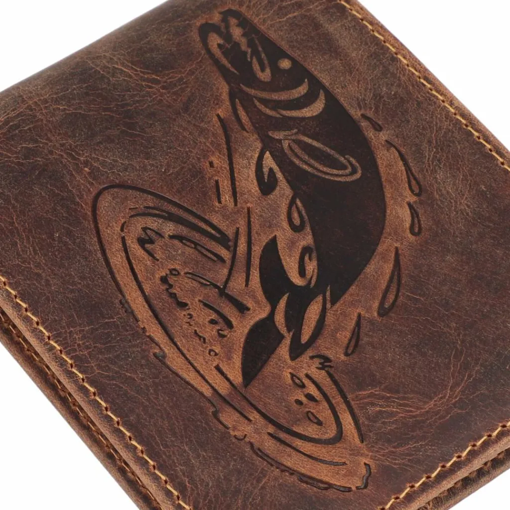 Herren Greenburry Vintage Geldbörse mit Fisch-Prägung Leder 12 cm