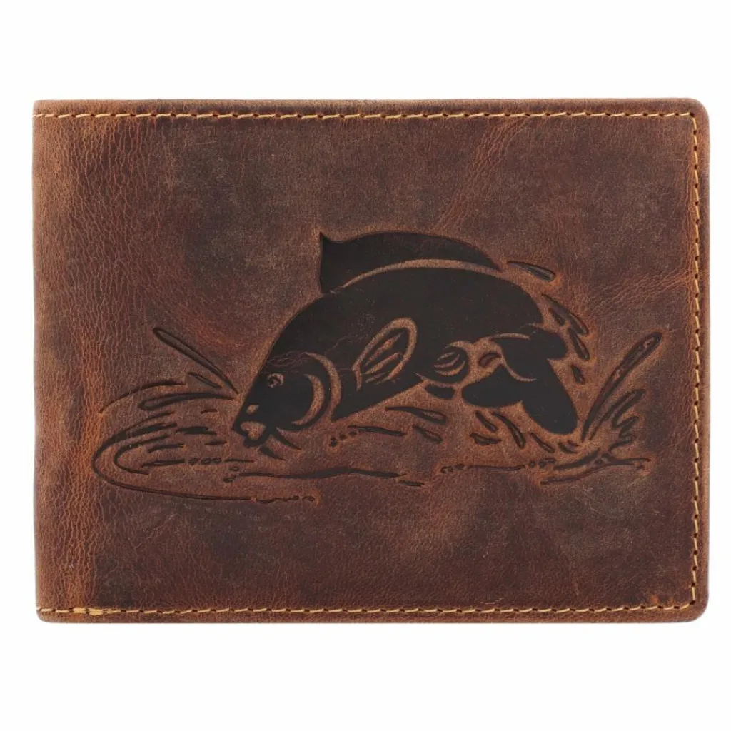 Herren Greenburry Vintage Geldbörse mit Fisch-Prägung Leder 12 cm