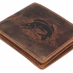 New Greenburry Vintage Geldbörse mit Fisch-Prägung Leder 12 cm zander