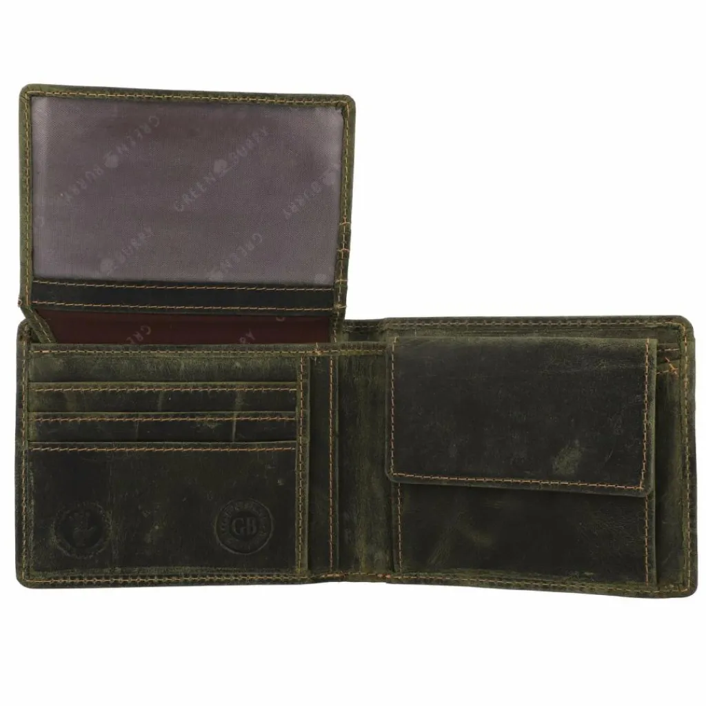 Hot Greenburry Vintage Geldbörse Leder 12.5 cm olive