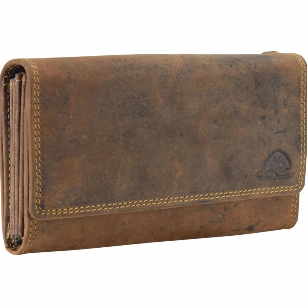 Greenburry Herrengeldbörsen Querformat|Damengeldbörsen Querformat<Vintage Kellnertasche Geldbörse Leder 18 cm braun
