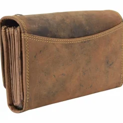 Greenburry Herrengeldbörsen Querformat|Damengeldbörsen Querformat<Vintage Kellnertasche Geldbörse Leder 18 cm braun