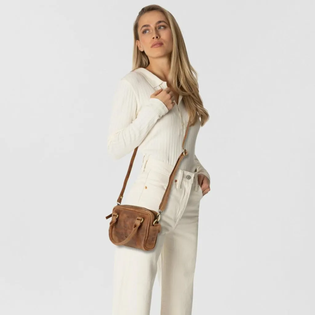 Outlet Greenburry Vintage Mini Bag Handtasche Leder 18 cm brown