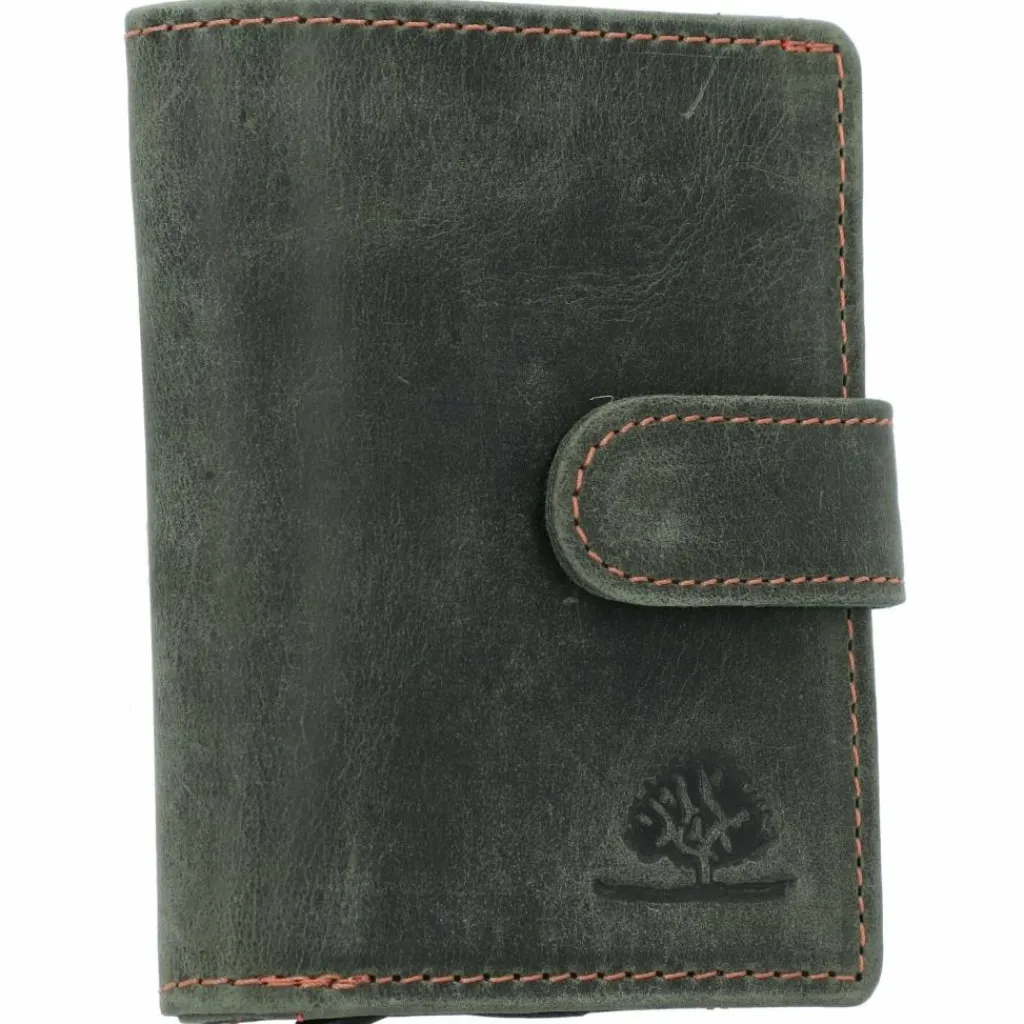 Greenburry Herrengeldbörsen Hochformat<Vintage Original Geldbörse RFID Leder 8 cm green-orange