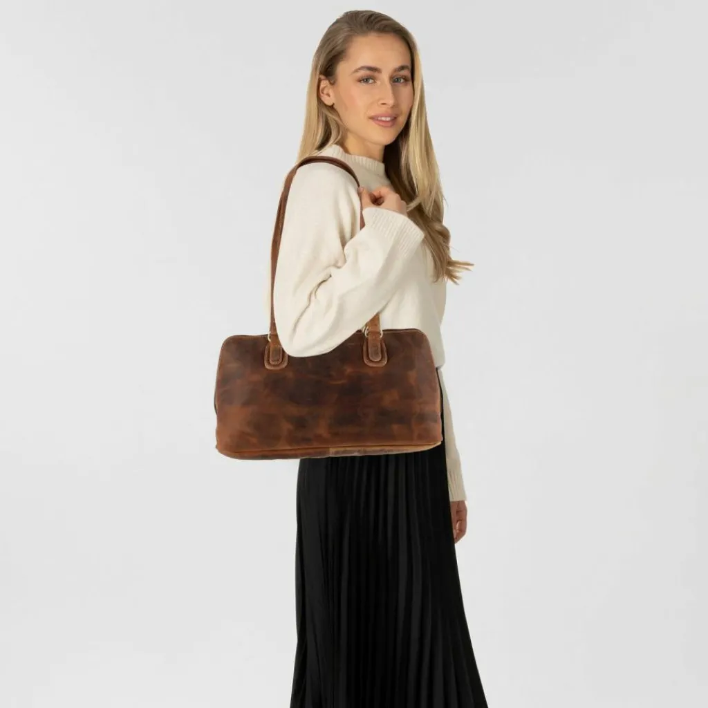 Discount Greenburry Vintage Schultertasche S Leder 37 cm brown
