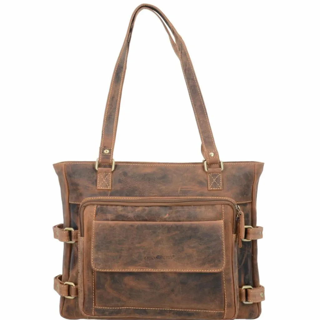 Greenburry Vintage Schultertasche Leder 36 cm cognac