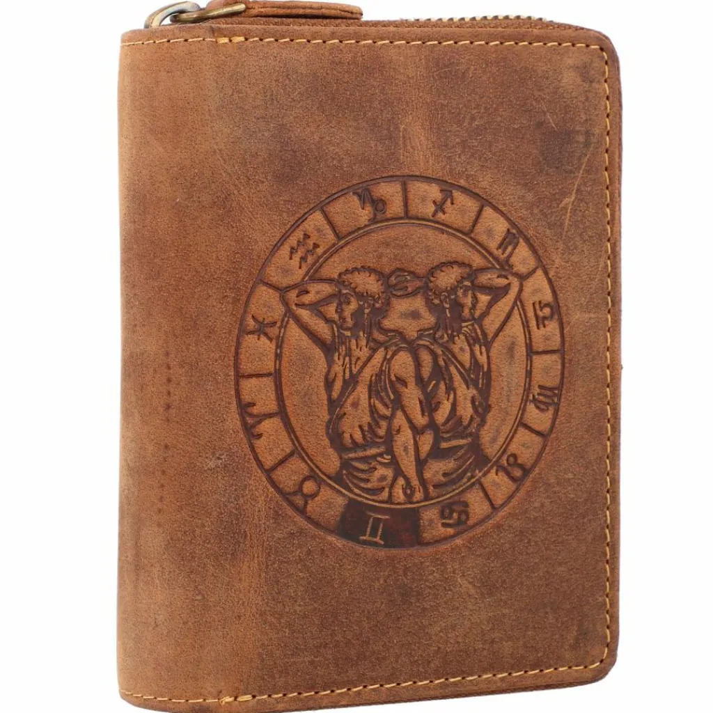 Hot Greenburry Vintage Sternzeichen Geldbörse Leder 10 cm zwillinge