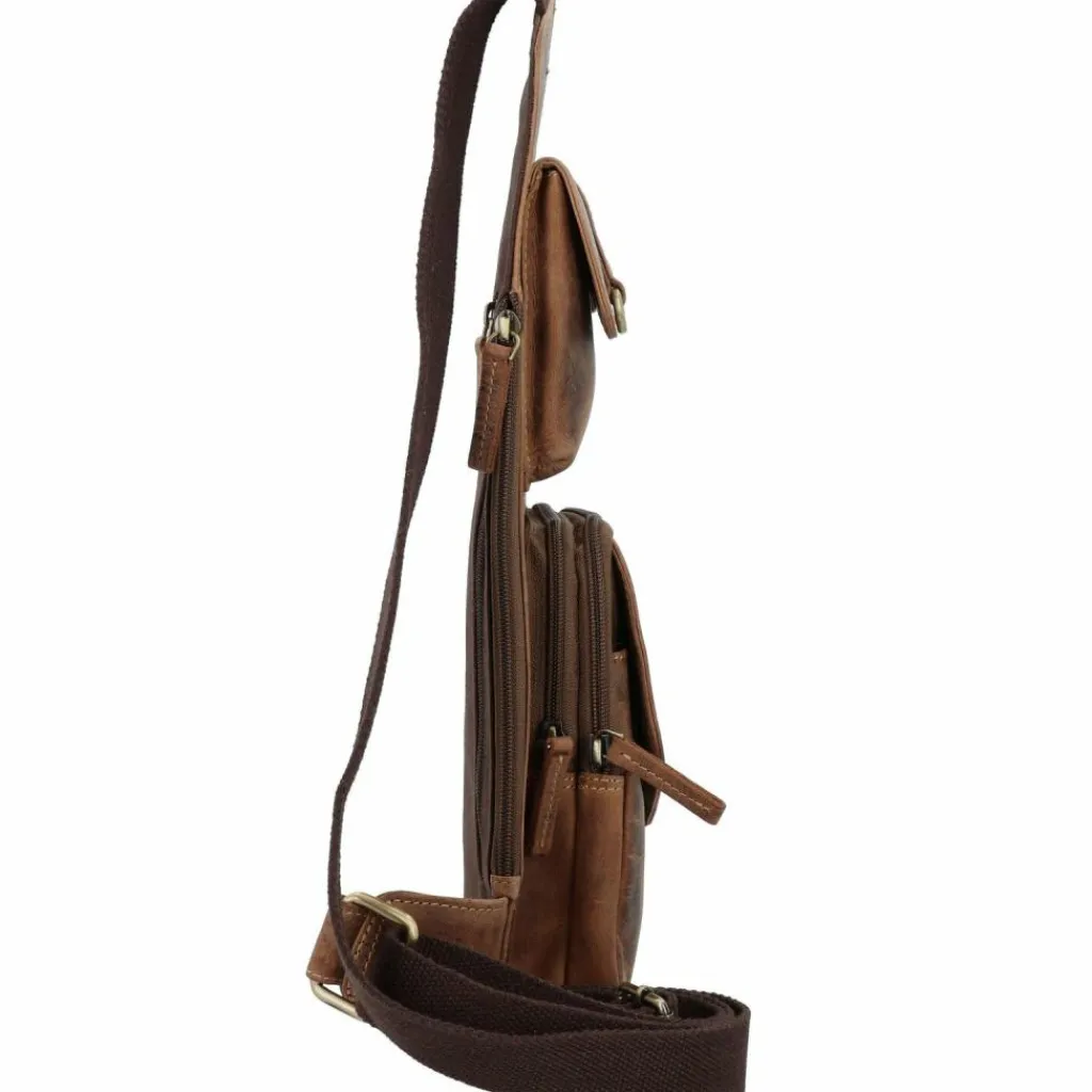 Hot Greenburry Vintage Umhängetasche Leder 20 cm brown