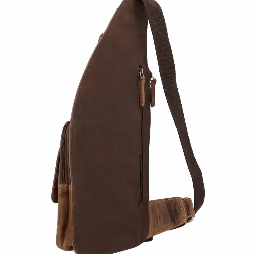 Hot Greenburry Vintage Umhängetasche Leder 20 cm brown