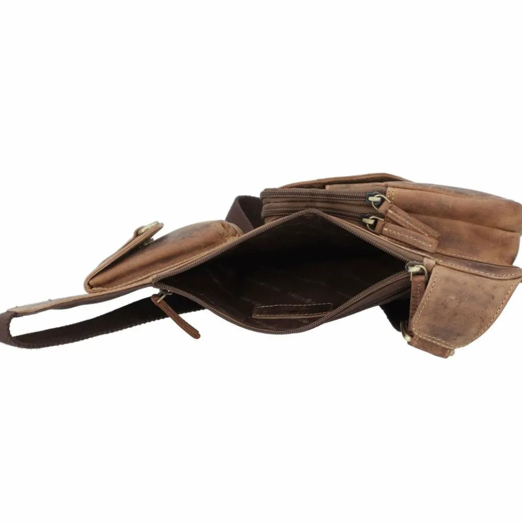 Hot Greenburry Vintage Umhängetasche Leder 20 cm brown