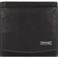 Greenland Nature Herrengeldbörsen Querformat<Black Nappa Geldbörse RFID Leder 9,5 cm schwarz