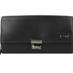 Greenland Nature Herrengeldbörsen Querformat|Damengeldbörsen Querformat<Black Nappa Kellnerbörse Geldbörse RFID Leder 18 cm schwarz