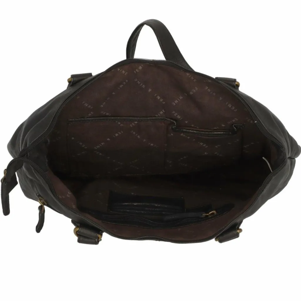 Greenland Nature Femi & Nine Schultertasche Leder 35 cm black