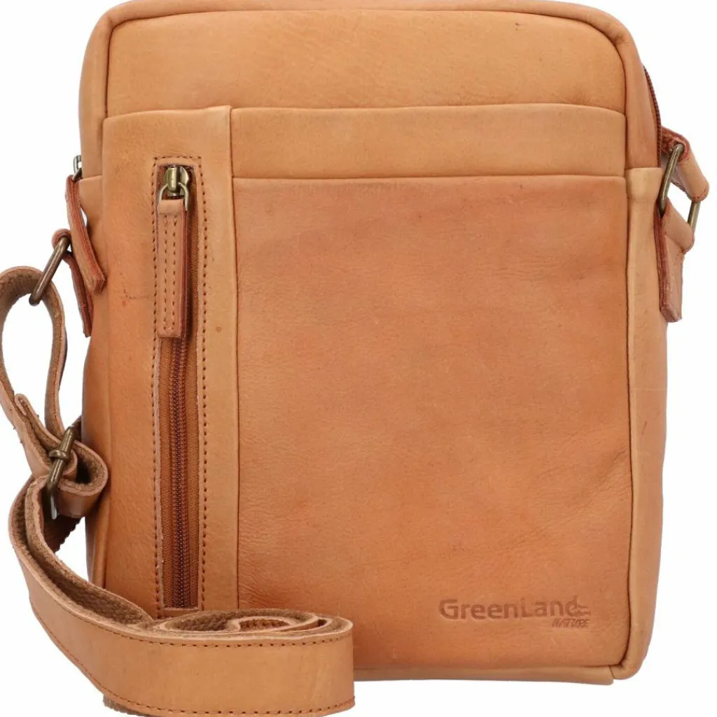 Greenland Nature Umhängetaschen<Umhängetasche Leder 22 cm cognac2
