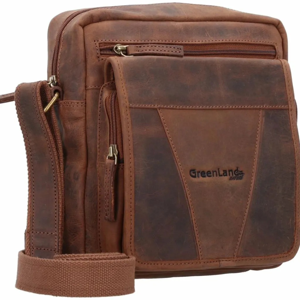 Greenland Nature Umhängetaschen<Montenegro Umhängetasche RFID Leder 22 cm braun