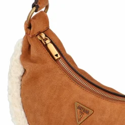 Guess Schultertaschen|Henkeltaschen<Amita Schultertasche Leder 24 cm cognac