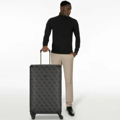 Sale Guess Berta 4 Rollen Trolley 77 cm mit Dehnfalte coal logo